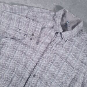 Kuhl Shirt‎ Mens Large Gray Plaid Button Down Long Sleeve Modal Blend Soft Knit